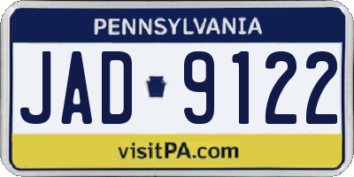 PA license plate JAD9122