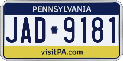 PA license plate JAD9181