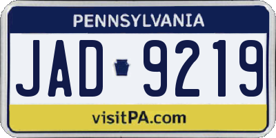 PA license plate JAD9219