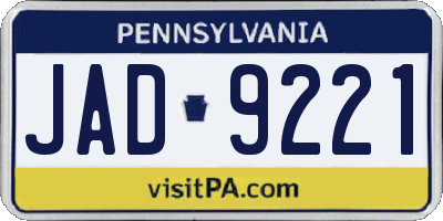 PA license plate JAD9221