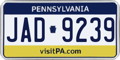 PA license plate JAD9239
