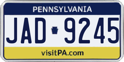 PA license plate JAD9245