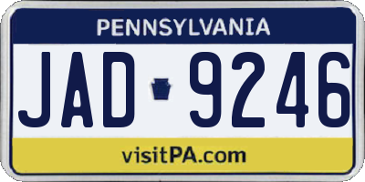 PA license plate JAD9246