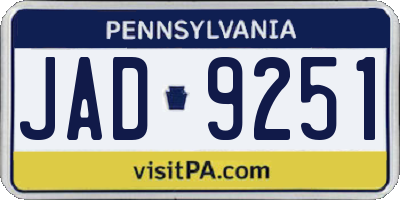 PA license plate JAD9251