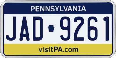 PA license plate JAD9261