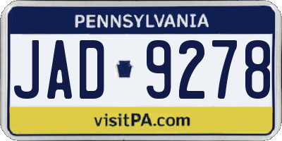 PA license plate JAD9278