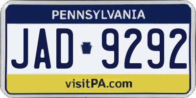 PA license plate JAD9292