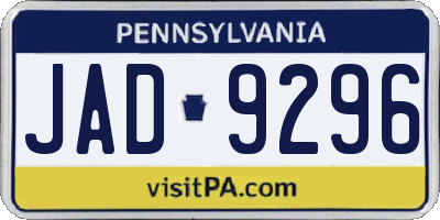 PA license plate JAD9296