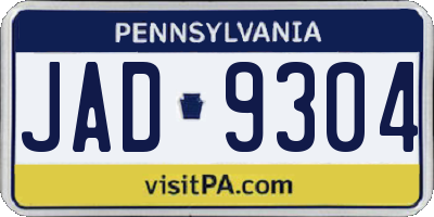 PA license plate JAD9304