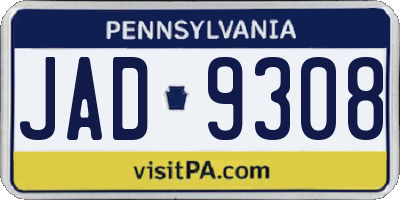 PA license plate JAD9308