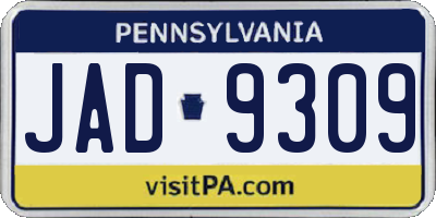 PA license plate JAD9309