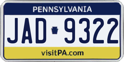 PA license plate JAD9322