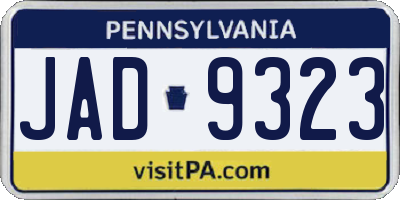 PA license plate JAD9323