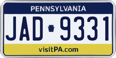 PA license plate JAD9331