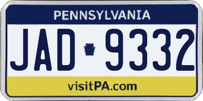 PA license plate JAD9332