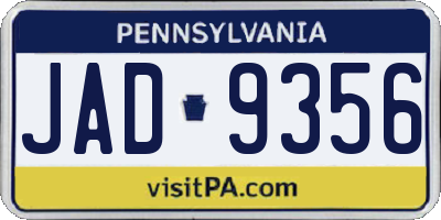 PA license plate JAD9356