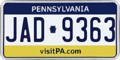 PA license plate JAD9363