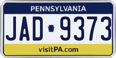 PA license plate JAD9373