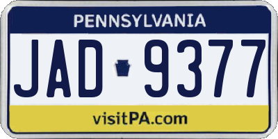 PA license plate JAD9377