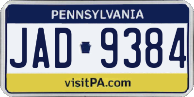PA license plate JAD9384