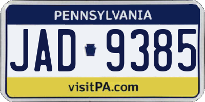 PA license plate JAD9385