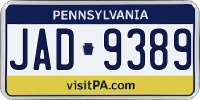PA license plate JAD9389