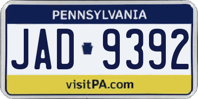 PA license plate JAD9392