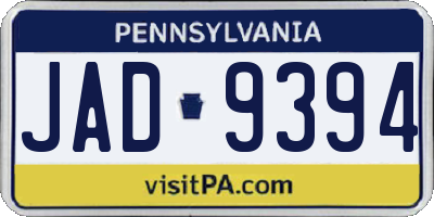 PA license plate JAD9394