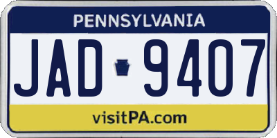 PA license plate JAD9407