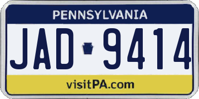 PA license plate JAD9414