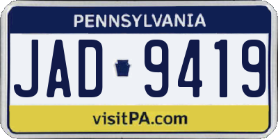 PA license plate JAD9419