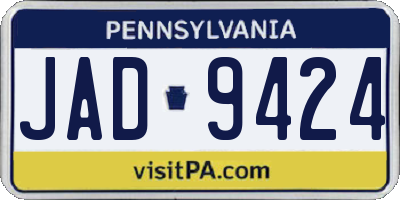 PA license plate JAD9424