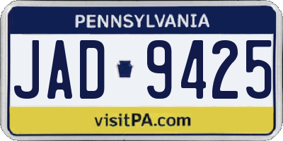 PA license plate JAD9425