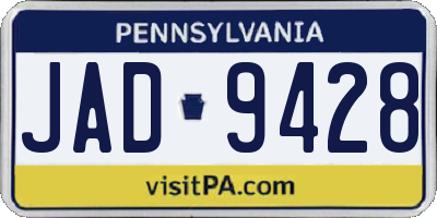 PA license plate JAD9428