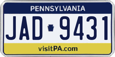 PA license plate JAD9431