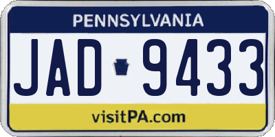 PA license plate JAD9433