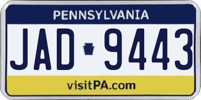 PA license plate JAD9443