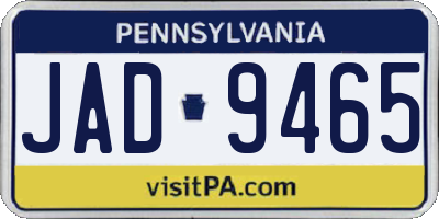 PA license plate JAD9465