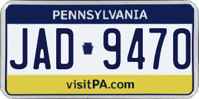 PA license plate JAD9470