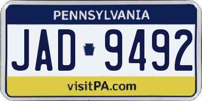 PA license plate JAD9492