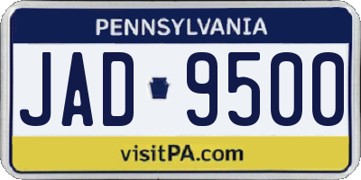 PA license plate JAD9500