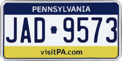 PA license plate JAD9573