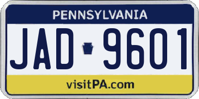 PA license plate JAD9601