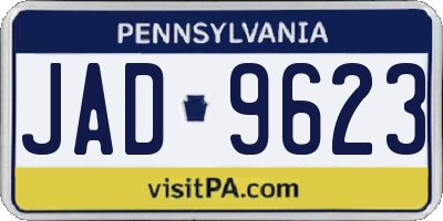 PA license plate JAD9623