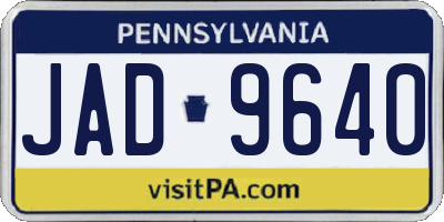 PA license plate JAD9640