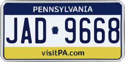 PA license plate JAD9668