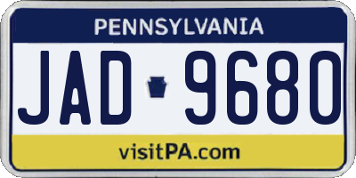 PA license plate JAD9680