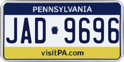 PA license plate JAD9696