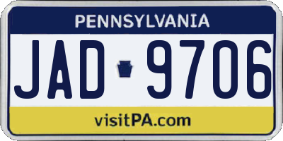 PA license plate JAD9706
