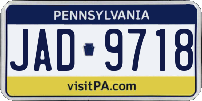 PA license plate JAD9718